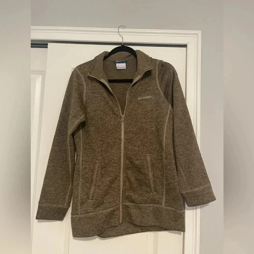Columbia Women's Speckled BROWN Full‎ Zip Micro Fleece Sweatshirt small